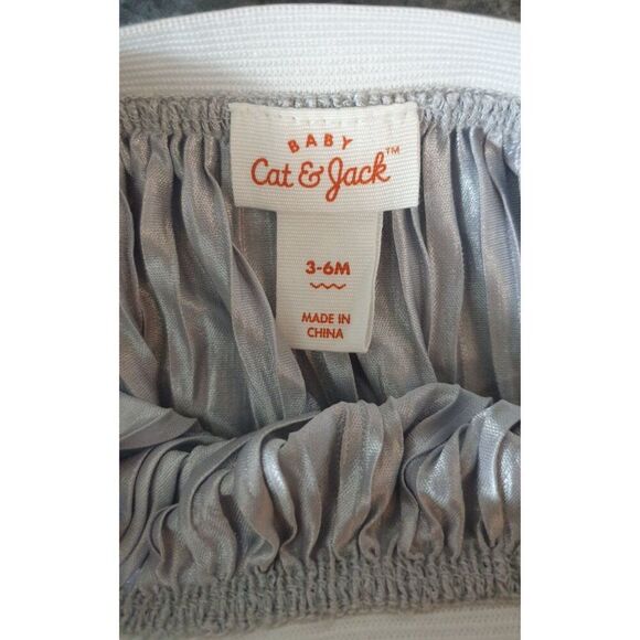Cat & Jack Baby Girl Metallic Silver Skirt 3-6M Festive Dress-Up - Picture 3 of 3